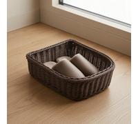 Baoblaze Cesto Porta Pantofole Sintetico con Stile Finto Rattan E Dimensioni Compatte per una Gestione Ordinata Degli Accessori Adatto per Stanze Ospiti E Corridoi, Marrone Scuro
