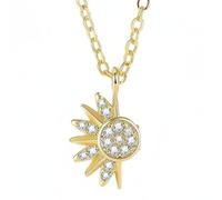 Baoblaze Ciondolo Coppia Collana Pendente Medaglione Charms con Attrazione Simbolica a Scatto Rame E Zircone con Finitura Brillante Adatta per Coppie Regali, Oro Con Pietre Bianche