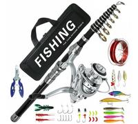 Baoblaze Combo da Pesca Kit Canna Mulinello Esche Fibra di Carbonio Telescopica con Recupero Rapporto 5.2 1 E Custodia Trasporto Adatto per Fiume Lago Vacanze, 270CM