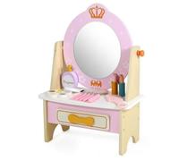 Baoblaze Comò Trucco per Bambine con Specchio E Cassetti Laterali Kit Bellezza Giocattolo con Bottiglie E Pettine Adatto per Gioco Immaginativo E Storie