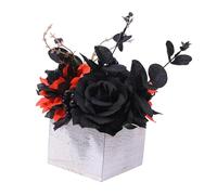 Baoblaze Composizione Floreale di Fiori Artificiali di Halloween in Scatola di Legno, Ornamento Decorativo Da Tavolo per Mensola, Soggiorno, Tavolino, Arancione scuro