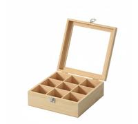 Baoblaze Contenitore Gioielli Scatola Organizer Cassettina Vano con Coperchio Acrilico Trasparente in Legno con Layout Diviso per Riporre Oggetti Quotidiani Adatto per Postazione Trucco, 23x23x9 Cm