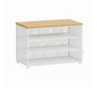 Baoblaze Copertura Portaoggetti da Cucina Protezione Cibi in Rete Contenitore Alimentare per Conservare Piatti Ripiano Regolabile in Metallo E Legno Struttura, White, 4 Layers