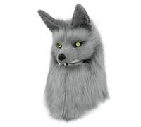 Baoblaze Copricapo Maschera Lupo Testa Costume Animale con Realistico E Piccoli Canini Finitura Pelosa Testurizzata Forma Semi-viso per Interazione Adatto per, Grigio