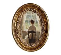 Baoblaze Cornice ovale in stile europeo, da ufficio, decorata a mano, da tavolo, dal design retrò, elegante, da camera da letto, in resina.