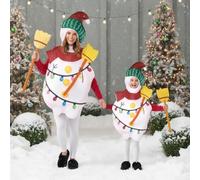 Baoblaze Costume Bambini Costume Neve Travestimento Pupazzo dalla Forma Arrotondata con Cappello E Scopa Motivi Stampati Fili Luminosi E Scopa Scenica Adatto a