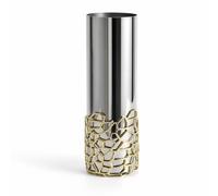 Baoblaze Cylinder Vase Vaso Cilindrico Decorativo Moderno da Tavolo Strutturato Due Texture con Scocca Liscia E Parte Inferiore Reticolo per, Vaso Alto Con Base A Nido D Ape Dorata
