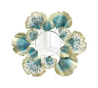 Baoblaze Decorazione Artistica da Parete in Metallo in Stile Europeo, Specchio da Appendere alla Parete, Fiori, Foglie, Arte della Parete, Scultura, Artigianat, Blu Aureo