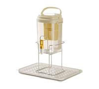 Baoblaze Dispenser con e Vassoio di Raccolta Grande Capacità Brocca da 2 Litri con Rubinetto Compatto Brocca Rettangolare Trasparente Manico, Giallo Crema