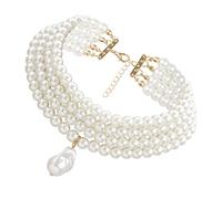 Baoblaze Elegante Multistrato Perle Simulate Strand Collana Cluster Collare Dichiarazione Bib Choker Bigiotteria - Il Giro