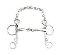 Baoblaze Equestrian Horse Bit Morso da Equitazione Morso Francese a Tre Parti Morso con Redini Multiple Morso a Leva Lunga Acciaio Inossidabile con Snodo , 135