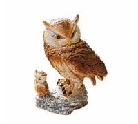 Baoblaze Figurina di Gufo con Piccoli Rapaci Notturni Dettagliato Scultura di Gufo con Base Rocciosa Realistico Oggetto Decorativo per Mensole, Soggiorni