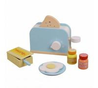 Baoblaze Giocattolo Tostapane Gioco Pane Finto Accessorio Ruolo Corpo in Legno Compatibile con Cucine in Miniatura Esperienza Realistica Allenamento Motricità , Tostapane Con Uovo E Burro