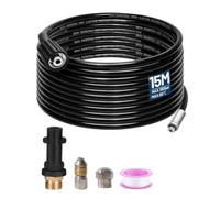 Baoblaze Idropulitrice Tubo Alta Pressione Linea Lavaggio Coiled Design Antiattorcigliamento Raccordi Acciaio Filettati Assemblaggio Completo Tenuta Affidabile, 15 Metri