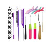 Baoblaze Kit per Acconciature Professionali Set Strumenti Capelli Utensili Pettine Coda Spazzola Districante in Plastica Metallo Legno Presa Comoda Adatto per Formazione Stile Quotidiano