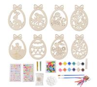 Baoblaze Kit per lavoretti di Pasqua in legno, set di uova da appendere, ornamenti, vuote non finite per attività in classe, regali per le feste,