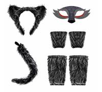 Baoblaze Kit Travestimento da con Cerchietto Orecchie Pelliccia Maschera Volto E Guanti Senza per Performance Scenica E Carnevale
