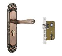 Baoblaze Maniglia per porta in stile europeo, set per serratura vintage per la casa e protezione in metallo decorativa per interni, stanza per la, Style C