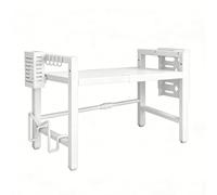 Baoblaze Mensola Microonde Scaffale Cucina Ripiano Organizer Supporto Regolazione da 40 a 64 Cm per Diverse Disposizioni Del Bancale con Ganci per Mestoli, Bianco