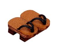 Baoblaze Mini Zoccoli Geta per Bambole OB11 Sandali in Legno Artigianali con Corda Stile Giapponese Classico Accessorio per Collezione Adatti a Kimono Esposizioni Fotografie , Caffè+Filo Nero