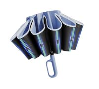 Baoblaze Ombrello pieghevole automatico, ombrello da viaggio con manico a gancio, Blu