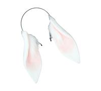 Baoblaze Orecchie di peluche da coniglio Copricapo da coniglio realistico carino per carnevale Natale Cosplay, Bianco E Rosa