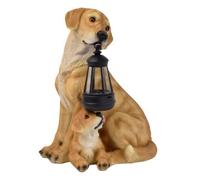 Baoblaze Ornamento a Forma di Cane con Lanterna Decorativo Statua di Cane in Resina con Luce Luminoso Figurina Cagnolina Decorativa da Giardino, Madre E