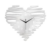 Baoblaze Orologio da Parete a Forma di Cuore, Orologio da Parete analogico con Numeri, Arredamento Moderno per la casa, Silenzioso, per Cucina, Fattoria, Argento