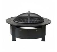Baoblaze Outdoor Grill Braciere Tavolo Rotondo Stufa da Esterno Barbecue Caminetto da Giardino con Schermo Parascintille E Capacità Ampia Adatto per Serate in