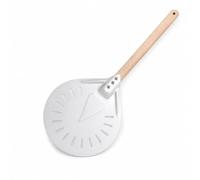 Baoblaze Paletta per Pizza Forata Spatola per Pizza Pala Rotonda Pala per Girare in Alluminio con Manico in Legno con Foro Appeso Scivolamento E Trasferimento