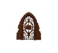 Baoblaze Pannello Finestra Gotica Supporto Muro con Motivo Rilievo Rosa Struttura Traforata Bordo Effetto Arco Gotico Applicabile a Sala Ingresso Angolo Decorativo, Marrone