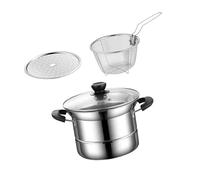 Baoblaze Pentola in acciaio inox, pentola per con coperchio, manico ergonomico, cestello scolapasta con vaporiera per pasta, sughi bollenti, Doppia Maniglia