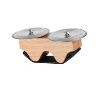Baoblaze Piatto da dito con supporto in legno, shaker da indossare sulle dita, multifunzionale per vari tamburi, suono chiaro, sonagli in alluminio,