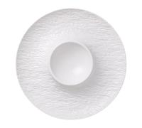 Baoblaze Piatto da portata in ceramica con divisore per snack, piatto per gnocchi con porta per gnocchi, Bianco