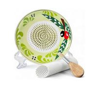 Baoblaze Piatto Grattugia Aglio Piastra Grattugiera Grattugino Ciotola in Ceramica con Centro Testurizzato per Aglio E Formaggi con Pennello E Tubo Pela Aglio