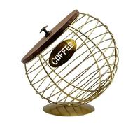 Baoblaze Porta capsule di caffè con coperchio in legno decorativo robusto per casa e ufficio, organizer da banco in filo di ferro, cestino per capsule di caffè, Oro 20cmx21cm