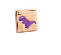 Baoblaze Puzzle Alfabeto per Bambini in Legno con, Puzzle A 4 Facce A Blocchi A Strisce - Mondo dei Dinosauri - Piccolo Coraggioso