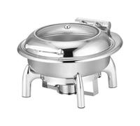 Baoblaze Scaldavivande Elettrico Scaldavivande Buffet Server Riscaldante Piatto Riscaldante Coperchio in Vetro Acciaio, Rotondo, Con Supporto Di Lusso Riscaldamento Elettrico, Scomparto Singolo