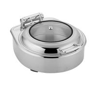 Baoblaze Scaldavivande Elettrico Scaldavivande Buffet Server Riscaldante Piatto Riscaldante Coperchio in Vetro Acciaio, Rotondo, Con Telaio Di Lusso Riscaldamento Elettrico, Scomparto Singolo