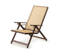 Baoblaze Sedia Reclinabile Pieghevole Sedia Lounge Sedia Pieghevole Poltrona Relax in Bambù con Schienale Alto in Rattan, Sedia A Sdraio In Rattan Pieghevole, Versione Allungata