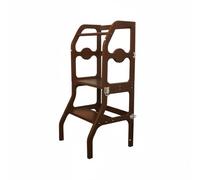 Baoblaze Sedia Studio Bambini Torre Apprendimento Sedia Piccoli Aiuto Sgabello Aiuto Bambini Legno con Montanti Stabili Pieghevole per Partecipazione Alle, Marrone