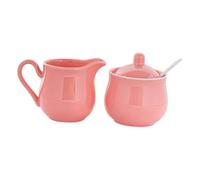 Baoblaze Set di zuccheriera e lattiera in ceramica, zuccheriera con coperchio e cucchiaio, uso domestico, robusto, set decorativo per servire il caffè con, Rosa