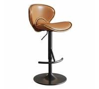 Baoblaze Sgabello da Bar con Schienale Sedia Alta Girevole Sedia da Bancone Sgabello da Contatore Nappa Morbida E Spugna per, Marrone Con Bordo Dorato, Base Nera