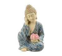 Baoblaze Statua di Buddha con Tunica Azzurro Decorativo Statua di Buddha con Acquatico Sereno Scultura Orientale per Ufficio