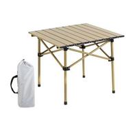 Baoblaze Tavolo Pieghevole Portatile, Beige | Piano a Doghe, Tavolo da Campeggio con Borsa da Trasporto, Telaio in Metallo Incrociato, per Barbecue