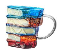 Baoblaze Tazza da caffè da Biblioteca da 350 Ml per Bevande Fredde, Accessorio Colorato E Originale per Amanti della Letteratura, Amanti dei Li, Manico Grigio Trasparente