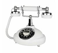 Baoblaze Telefono Vintage da Tavolo a Filo con Quadrante E Scolpita Funzione Comunicazione Aspetto Retrò Superficie Riflettente Adatto per Reception Decorazione, Bianco