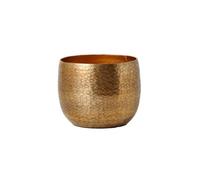 Baoblaze Vaso Decorativo in Alluminio con Forma di Foglia di Ginkgo E Superficie Testurizzata per Rami Secchi E Fiori Finti su Tavolo in Soggiorno, Piccolo 15 15 H12cm, Oro Martellato Rotondo