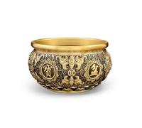 Baoblaze Vassoio Decorativo in Ottone Ciotola Centrotavola Piatto Ornamento Vassoietto Struttura Spessa Trama in Rilievo Simboli, 6 Rospo D Oro retrò Otto Benedizioni Vaso del Tesoro