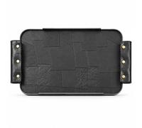 Baoblaze Vassoio Decorativo Rettangolare in Legno E Pelle Patchwork con Manici Profilo Minimal E Rivetti Resistenti Supporto Stabile Adatto a Console d'Ingresso Banco Reception Toeletta